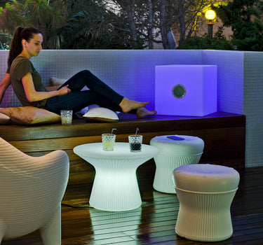 TABOURET BAS ROND CORFU 40 AVEC LUMIÈRE / SANS LUMIÈRE